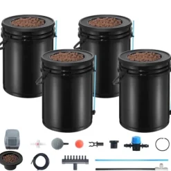 DWC Hydroponics Vækstsystem, Dybvandskultur med Top Drip, 4 Spande, Effektiv Vækst, Hydroponisk Havearbejde
