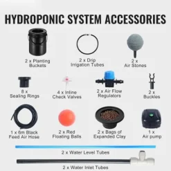 DWC Hydroponics Vækstsysten, Dybvandskultur med Top Drip, 2 Spande, Effektiv Vanding, Robust Design