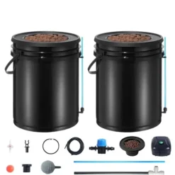 DWC Hydroponics Vækstsysten, Dybvandskultur med Top Drip, 2 Spande, Effektiv Vanding, Robust Design