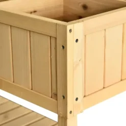 Dyrkningsbord med 8 rum & afløb, hylde, massivt grantræ, 110x46x76 cm