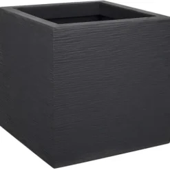 EDA PLASTIQUE Graphit Up Fyrkantig blomlåda - 21 L - 29.5 x 29.5 x 29.5 cm - Antracitgrå