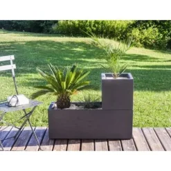 EDA PLASTIQUE Graphit Up Fyrkantig blomlåda - 21 L - 29.5 x 29.5 x 29.5 cm - Antracitgrå
