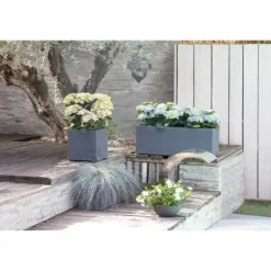 EDA PLASTIQUE Graphit Up Fyrkantig blomlåda - 21 L - 29.5 x 29.5 x 29.5 cm - Antracitgrå