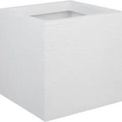 EDA PLASTIQUE Graphit Up fyrkantig blomma låda - 21 L - 29,5 x 29,5 x 29,5 cm - Vit cerusie