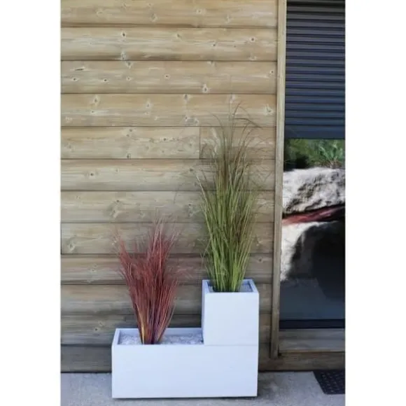 EDA PLASTIQUE Graphit Up fyrkantig blomma låda - 21 L - 29,5 x 29,5 x 29,5 cm - Vit cerusie