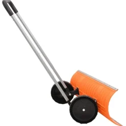 Effektiv sneskovl med justerbart håndtag - Vendbart stålblad | Farve: Orange | Længde: 143-171,5 cm