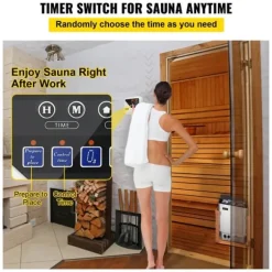 Ekstern saunavarmer controller til 3KW-9KW. Kontroller tid og temperatur fra 40-105°C effektivt.
