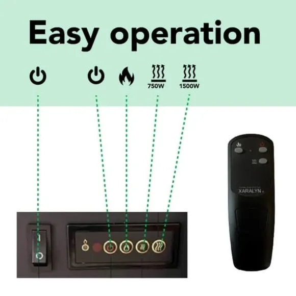 Elda ELU-MDB el-komfur - Sort MDF pejsestel - 1400 Watt varme - fjernbetjening