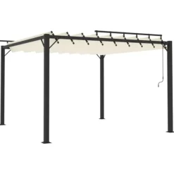 Elegant pavillon 3x3 m med justerbart lameltag | Farve: Creme | Materiale: Aluminium og stof
