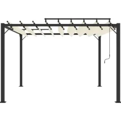 Elegant pavillon 3x3 m med justerbart lameltag | Farve: Creme | Materiale: Aluminium og stof