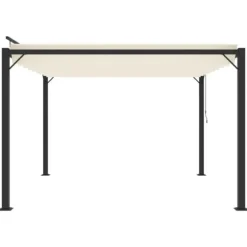 Elegant pavillon 3x3 m med justerbart lameltag | Farve: Creme | Materiale: Aluminium og stof