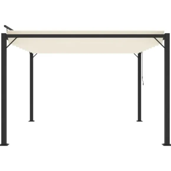 Elegant pavillon 3x3 m med justerbart lameltag | Farve: Creme | Materiale: Aluminium og stof