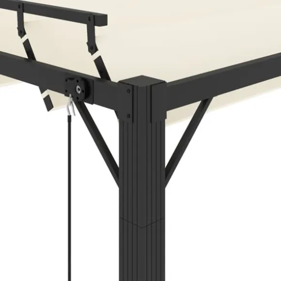 Elegant pavillon 3x3 m med justerbart lameltag | Farve: Creme | Materiale: Aluminium og stof