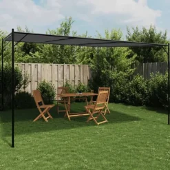 Elegant 4x4 m Pavillon - Vandafvisende Polyester og Stål | Farve: Antracitgrå | 180 g/m²