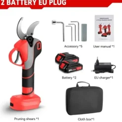 Elektrisk Beskæresaks, Børsteløs Motor, Trådløs med LED, 2 Batteri EU-stik
