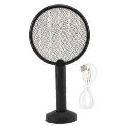 Elektrisk Bug Swatter USB Opladning Rund Flue Killer til Courtyard Kitchen Sort