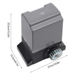 Elektrisk døråbner - Fjernbetjening - 370 W - 220 V 50 Hz - IP44 vandtæt - Til metal- og trædøre - 12 m/min - Grå