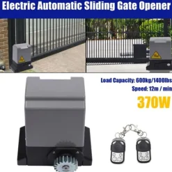 Elektrisk døråbner - Fjernbetjening - 370 W - 220 V 50 Hz - IP44 vandtæt - Til metal- og trædøre - 12 m/min - Grå