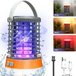 Elektrisk insektdræber, 5W 2000V mygdræber campinglampe, 3 lystilstande UV-myggelampe, IP66 vandtæt myggefælde, USB-myggedræber med rede