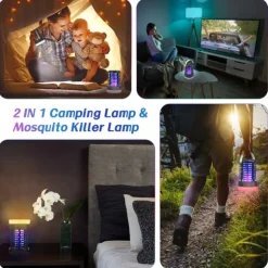 Elektrisk insektdræber, 5W 2000V mygdræber campinglampe, 3 lystilstande UV-myggelampe, IP66 vandtæt myggefælde, USB-myggedræber med rede