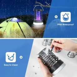 Elektrisk insektdræber, 5W 2000V mygdræber campinglampe, 3 lystilstande UV-myggelampe, IP66 vandtæt myggefælde, USB-myggedræber med rede