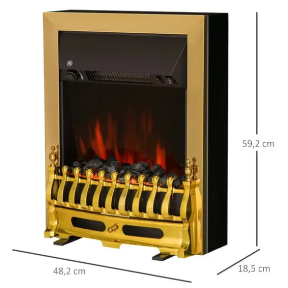 Elektrisk Pejs, 48.2x18.5x59.2 cm, Guld