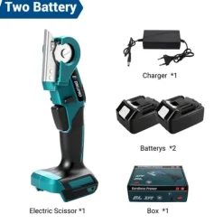 Elektrisk Saks, Børstet Motor, Genopladeligt Batteri,2 Batteri, EU