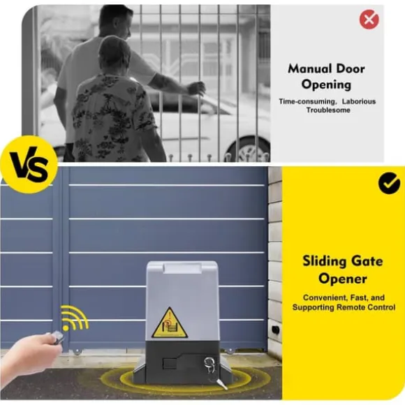 Elektrisk skydeportmotor - 550W motorsæt - Automatisk drift - Komplet sæt - Til gør-det-selv - Sølv