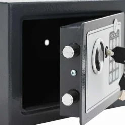 Elektronisk pengeskab med lås - Sikker opbevaring | Farve: Mørkegrå | Størrelse: 23x17x17 cm