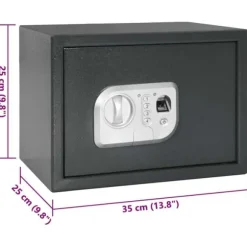 Elektronisk pengeskab med lås - Robust stål | Farve: Mørkegrå | Størrelse: 25x35x25 cm