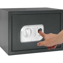 Elektronisk pengeskab med lås - Robust stål | Farve: Mørkegrå | Størrelse: 25x35x25 cm