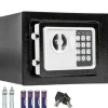 Elektronisk pengeskab 17x23x17cm + nøgle + 4 batterier - sort