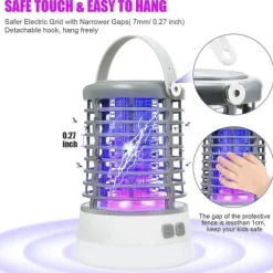 Elfeland 500-1000V Power Grid LED Elektrisk Mosquito Killer Light med UV-lys Myggefælde Udendørs IP65 Vandtæt USB Genopladelig （Grå / sort）