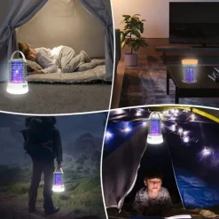 Elfeland 500-1000V Power Grid LED Elektrisk Mosquito Killer Light med UV-lys Myggefælde Udendørs IP65 Vandtæt USB Genopladelig （Grå / sort）