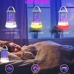 Elfeland 500-1000V Power Grid LED Elektrisk Mosquito Killer Light med UV-lys Myggefælde Udendørs IP65 Vandtæt USB Genopladelig （Grå / sort）