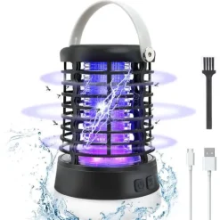 Elfeland 500-1000V Power Grid LED Elektrisk Mosquito Killer Light med UV-lys Myggefælde Udendørs IP65 Vandtæt USB Genopladelig （Grå / sort）