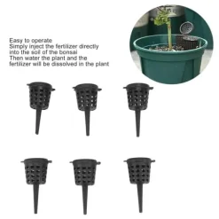 En bonsai-gødningskurv med låg, 100 stk. plastikgødningskurv med net til blomster, bærbar gødningskasse til potteplanter, orkideer og bonsai