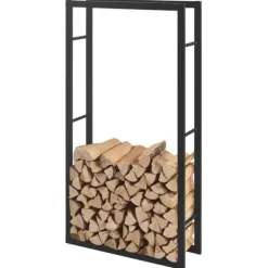 [en.casa]® Brændeholder - brændestativ - 80x150x25cm - stål - sort