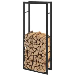 [en.casa]® Brændeholder - brændestativ - stål - 50x150x25cm - sort