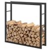 [en.casa]® Brændeholder - brændestativ - 100x100x25cm - stål - sort