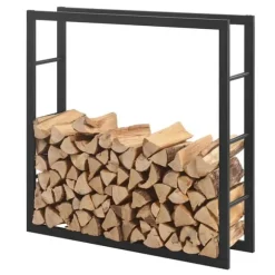 [en.casa]® Brændeholder - brændestativ - 100x100x25cm - stål - sort
