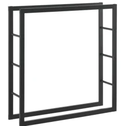 [en.casa]® Brændeholder - brændestativ - 100x100x25cm - stål - sort