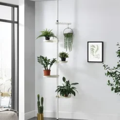 [en.casa]® Teleskopisk plante stativ - pulverlakeret metal - 110-305cm - hvid