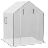 Erstatningsfolie PE 140x143x190 cm, UV-beskyttelse, rulleport & sidevinduer – til drivhus/tomathus, hvid