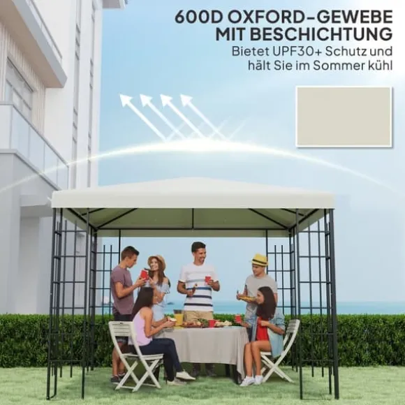 Erstatningstag til pavillon 3x3 m, vandtæt, oxford 370 g/m², lysegrå