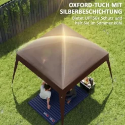 Erstatningstag til pavillon 3x3 m, vandafvisende og vinterbestandigt, enkelt tag, stormfast, kaffe