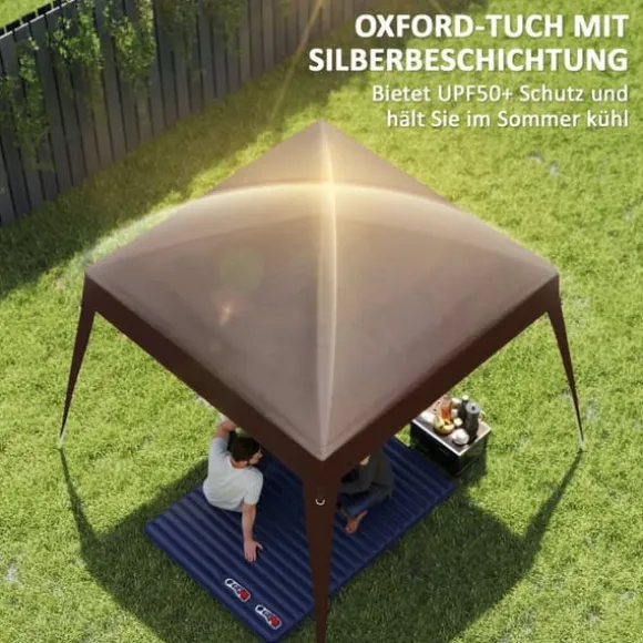 Erstatningstag til pavillon 3x3 m, vandafvisende og vinterbestandigt, enkelt tag, stormfast, kaffe