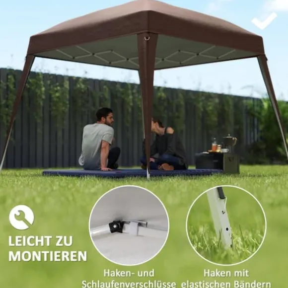 Erstatningstag til pavillon 3x3 m, vandafvisende og vinterbestandigt, enkelt tag, stormfast, kaffe