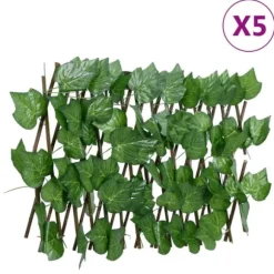 Espalier med kunstige vinblade - Udvideligt hegn | Størrelse: 180x20 cm | Farve: Grøn