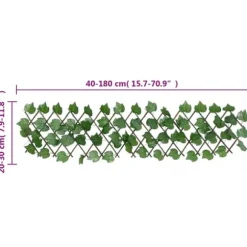Espalier med kunstige vinblade - Udvideligt & robust | Farve: Grøn | Størrelse: 180x20 cm